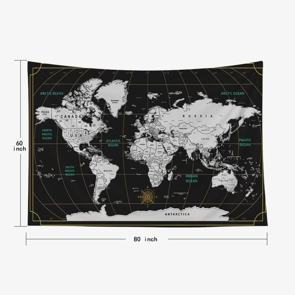 World Map Tapestry for Kids Student Wall Tapestry World Geographical Distributio - Picture 3 of 7